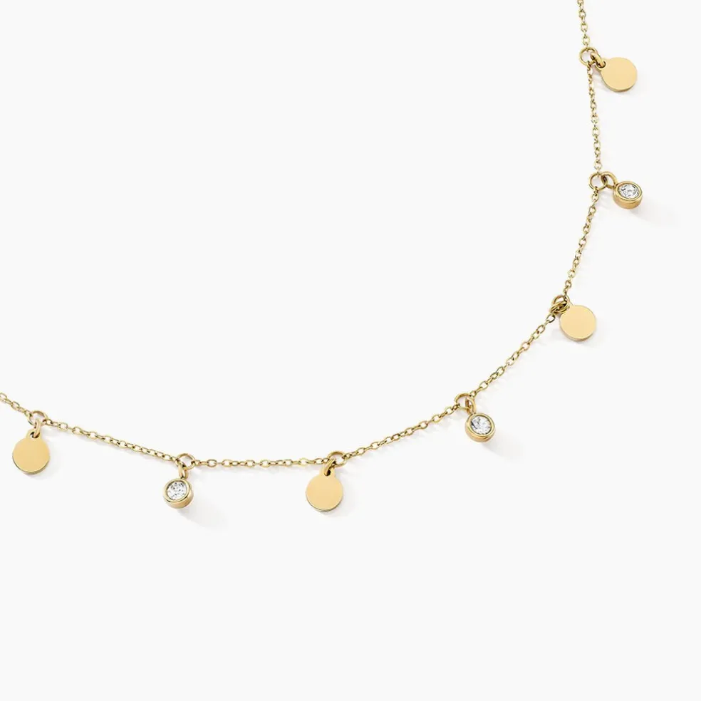 Collier Acier Doré Cristal