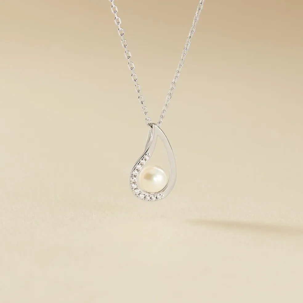 Collier Akiko Argent Blanc Perle De Culture Et Oxyde De Zirconium