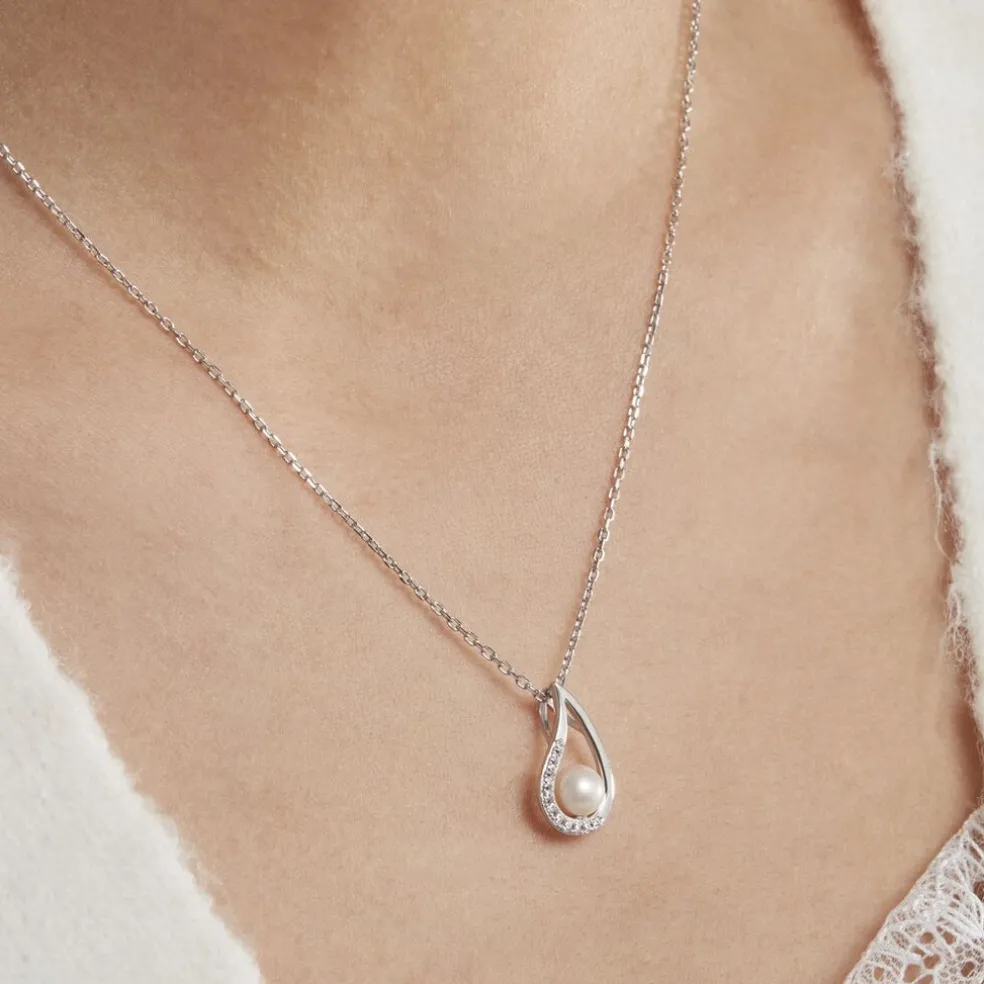 Collier Akiko Argent Blanc Perle De Culture Et Oxyde De Zirconium