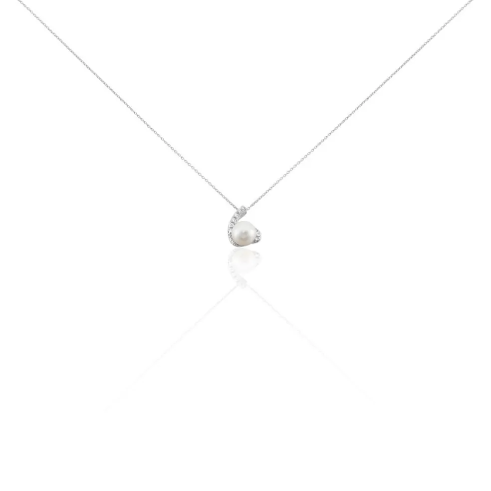 Collier Angel Or Blanc Perle De Culture Oxyde