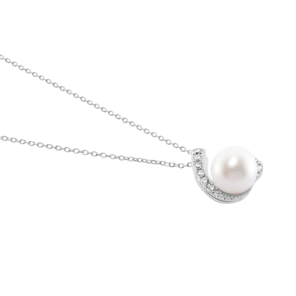 Collier Angel Or Blanc Perle De Culture Oxyde