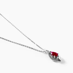 Collier Angelika Or Blanc Rubis Et Diamant