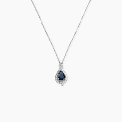 Collier Angelika Or Blanc Saphir Et Diamant