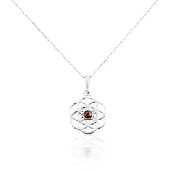 Collier Argent Blanc Aeson Ambre