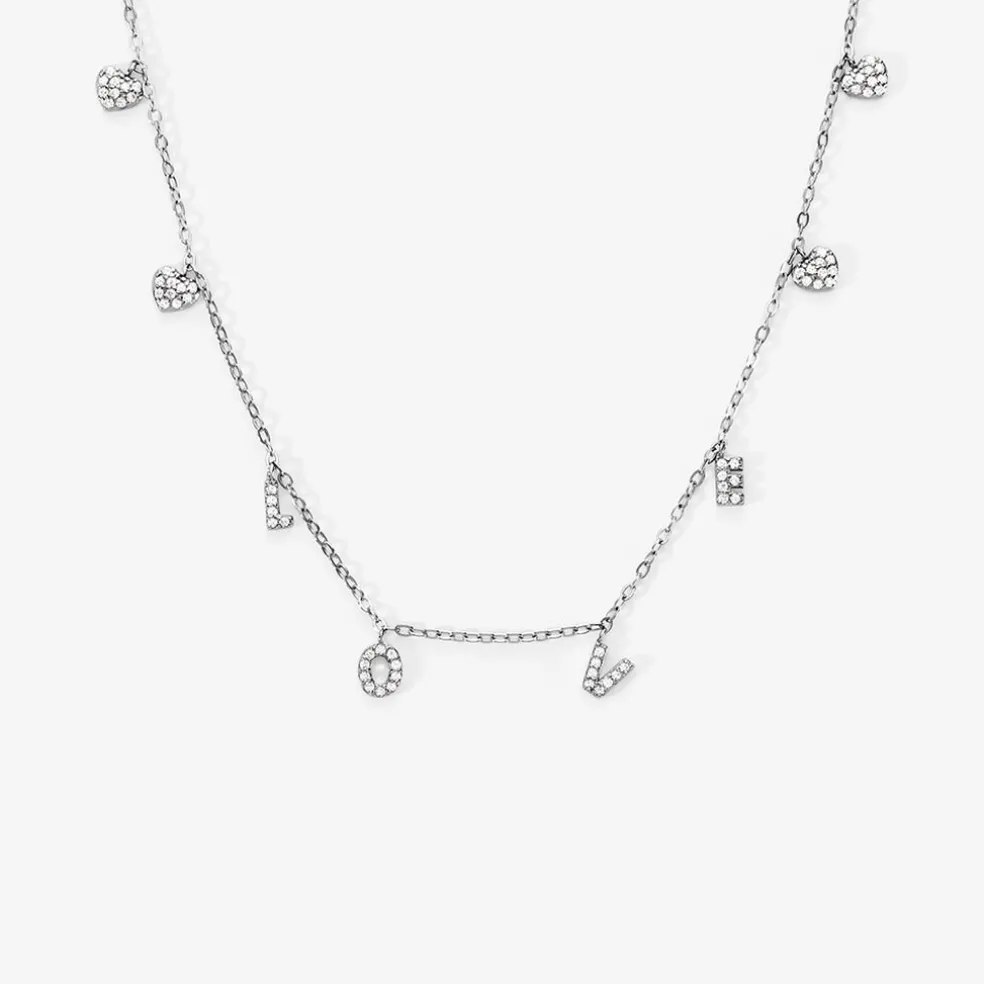 Collier Argent Blanc Deep In Love Oxyde De Zirconium