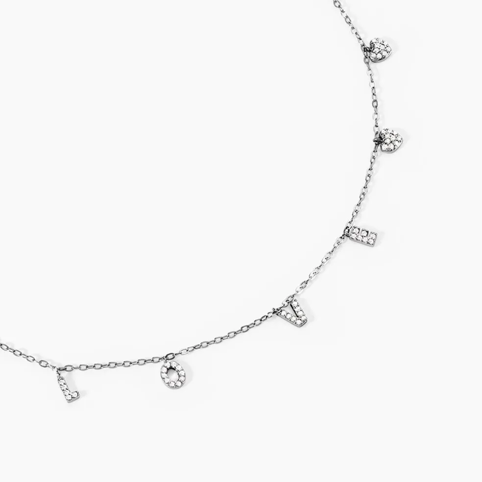 Collier Argent Blanc Deep In Love Oxyde De Zirconium