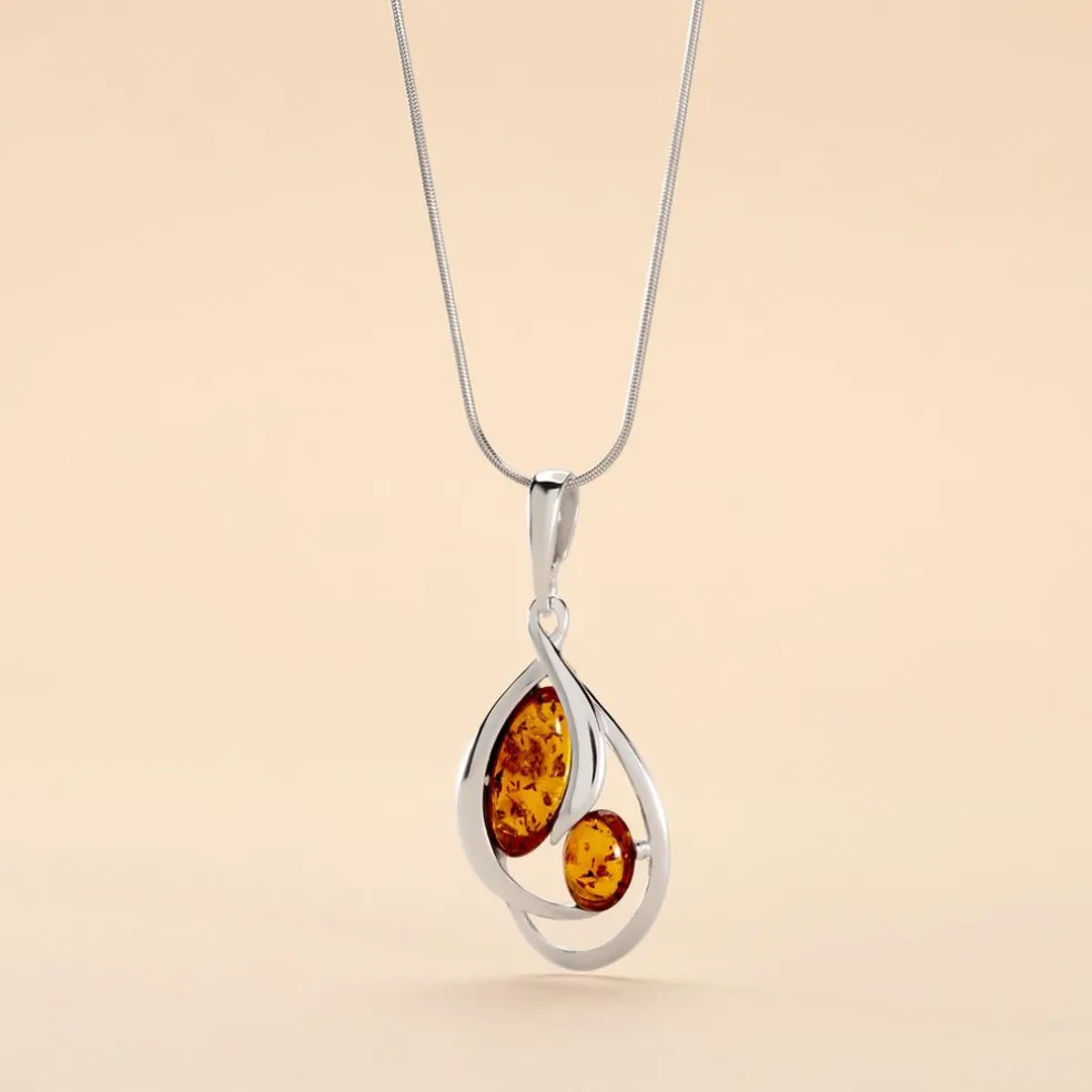 Collier Argent Blanc Hailey Ambre