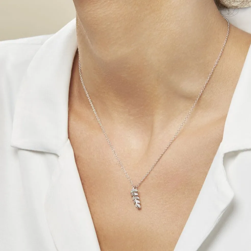 Collier Argent Blanc Jade Oxydes De Zirconium