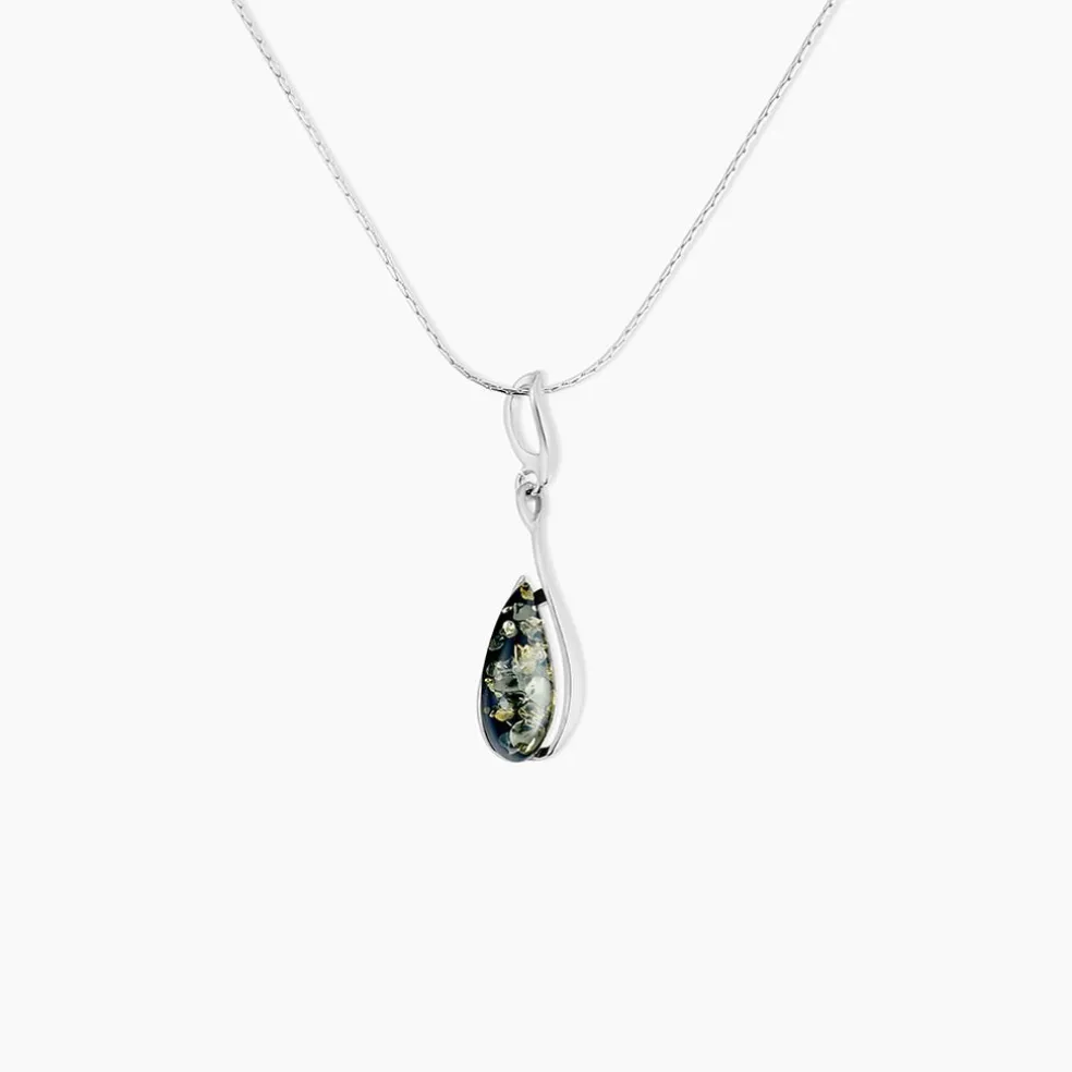 Collier Argent Blanc Odilon Ambre