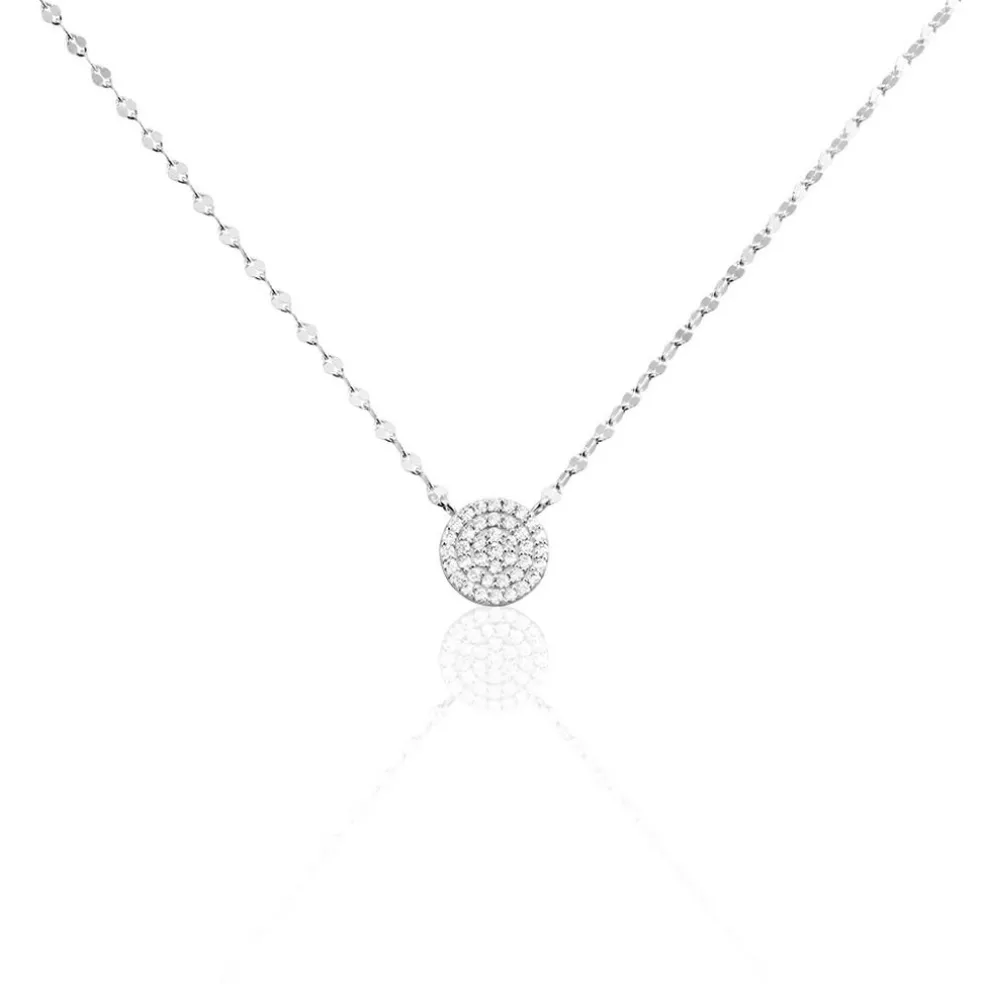 Collier Argent Blanc Turin Oxydes De Zirconium