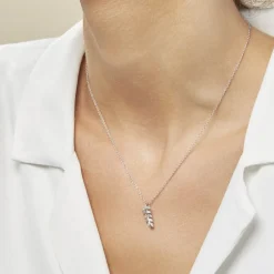 Collier Argent Jade Feuille Oxyde