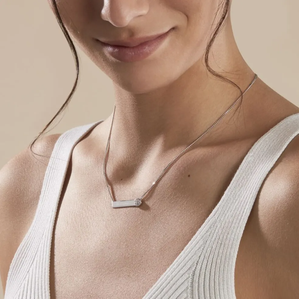 Collier Argent Rosule Oxydes De Zirconium