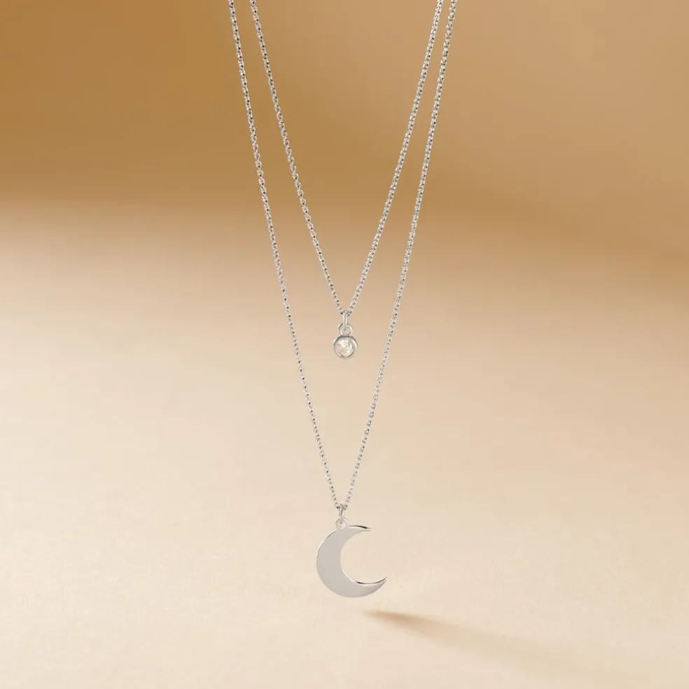 Collier Astre Argent Blanc Oxyde De Zirconium