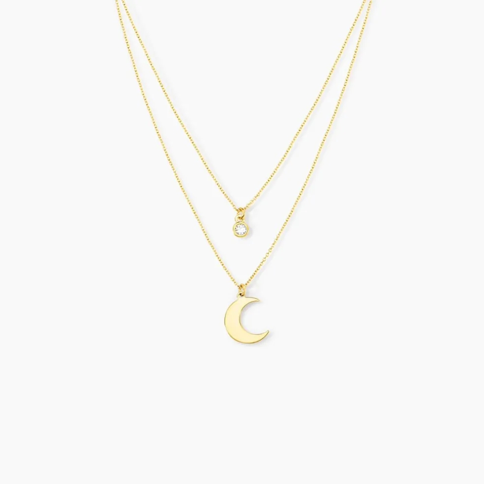Collier Astre Argent Doré Oxyde De Zirconium