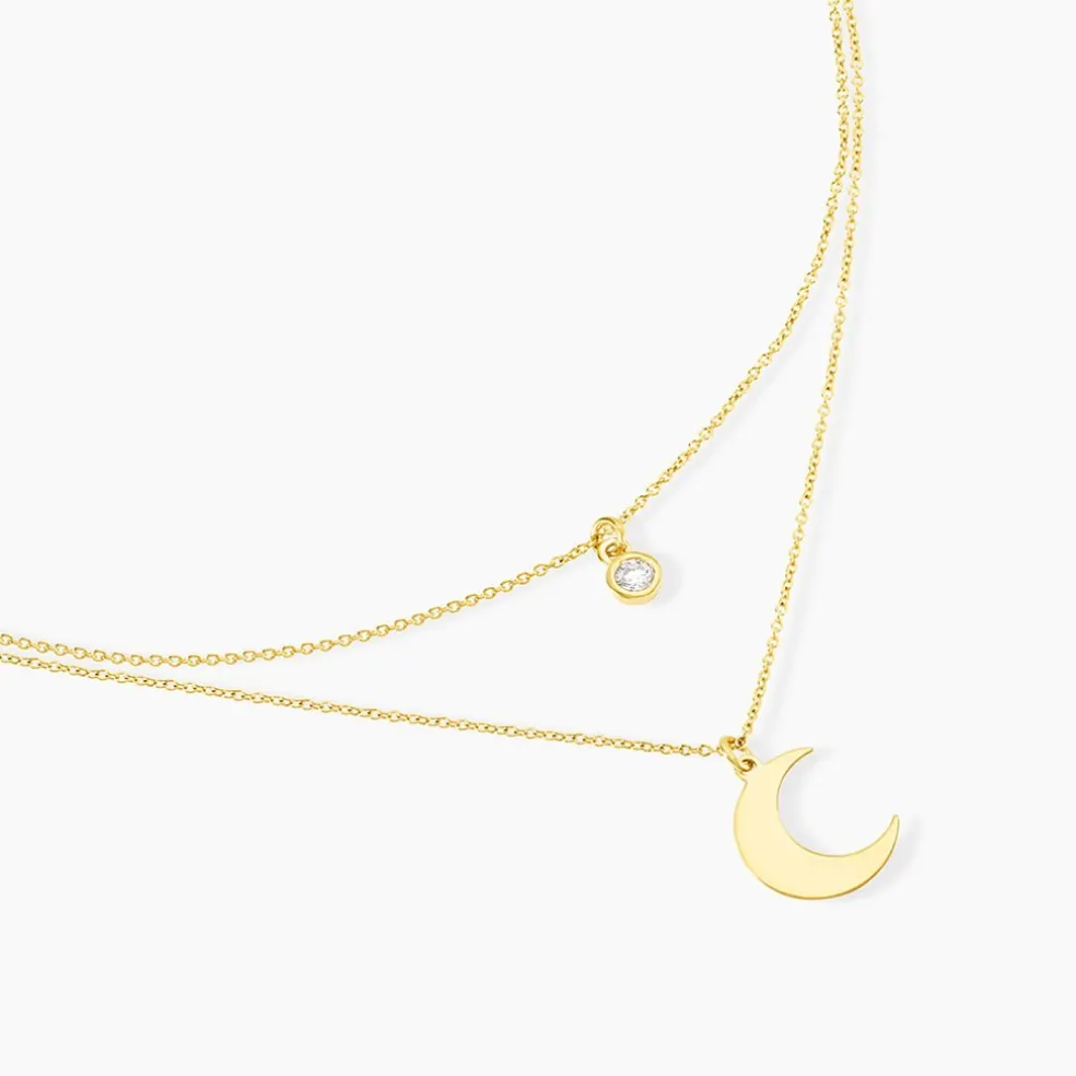 Collier Astre Argent Doré Oxyde De Zirconium