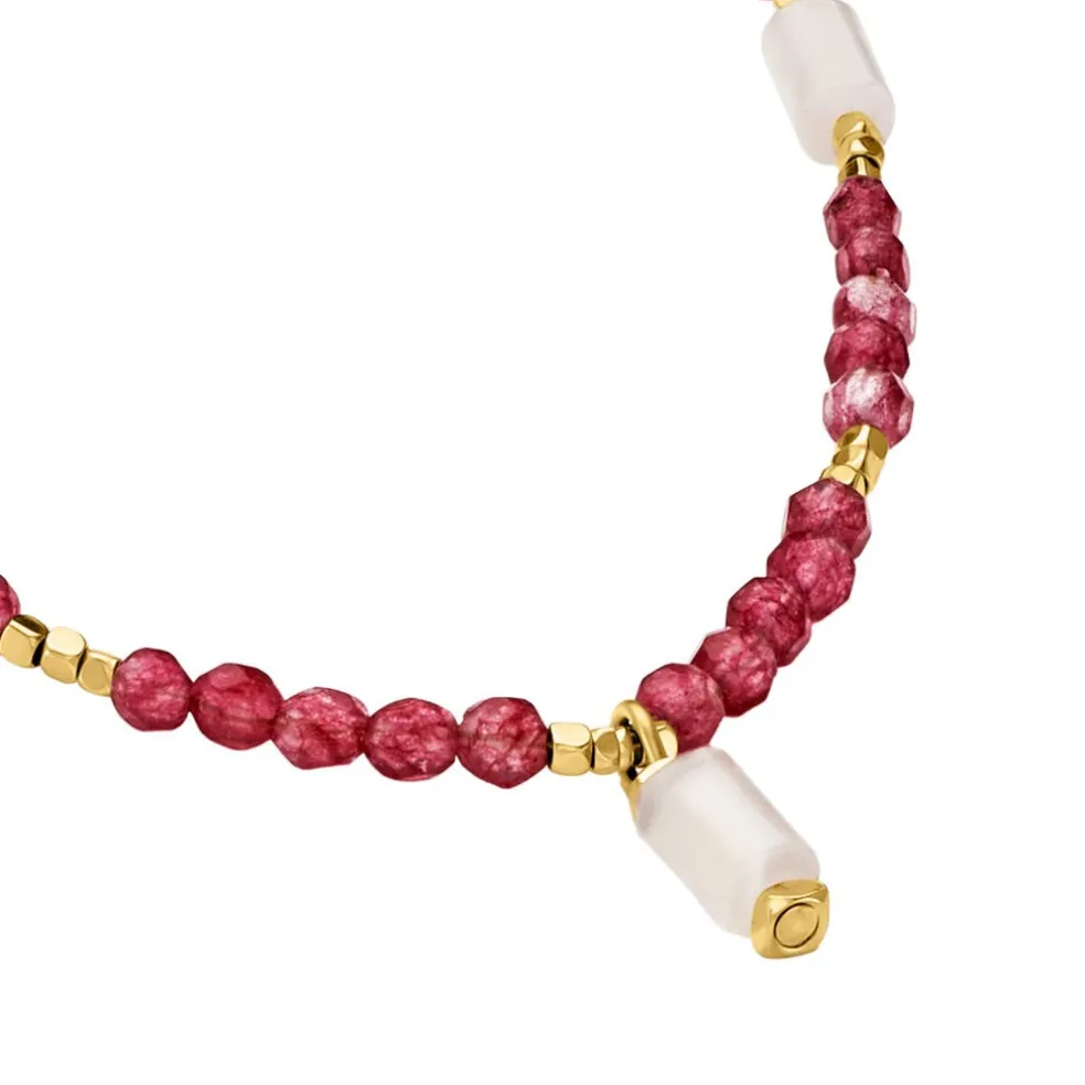 Collier Attila Acier Doré Quartz Jade