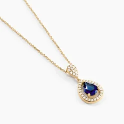 Collier Brigita Plaqué Or Pierre De Synthese Et Oxyde De Zirconium