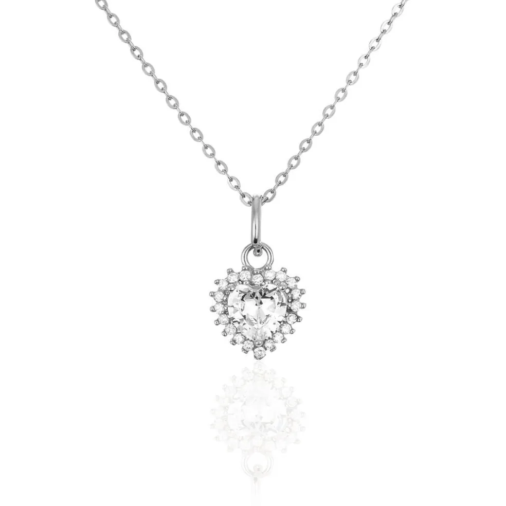Collier Calvi Argent Blanc Oxyde De Zirconium
