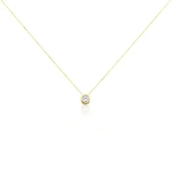 Collier Columbine Or Jaune Oxyde De Zirconium Blanc
