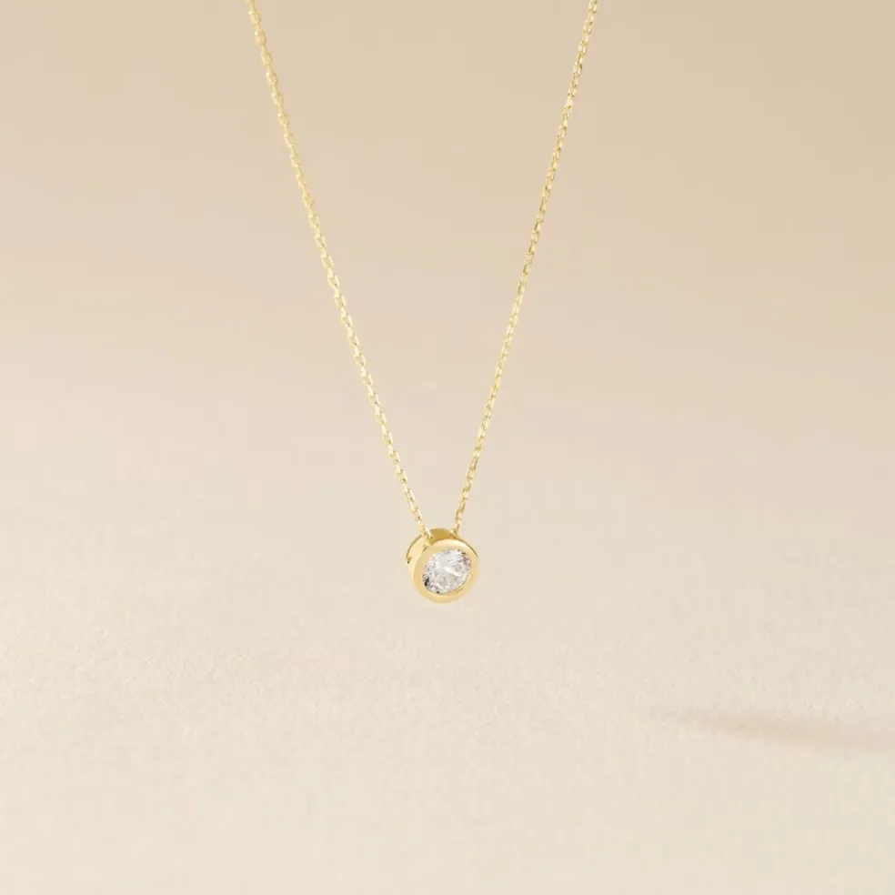 Collier Columbine Or Jaune Oxyde De Zirconium Blanc