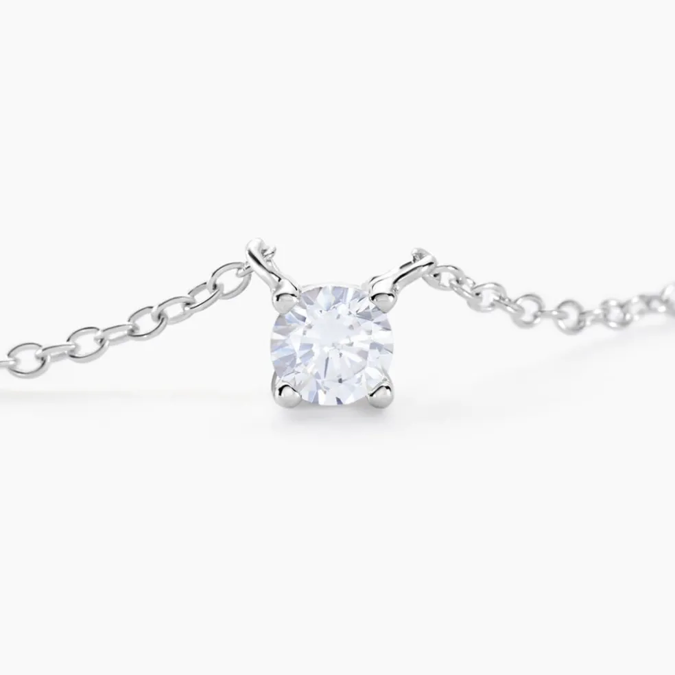 Collier Court Argent Blanc Lylwenn Oxyde De Zirconium