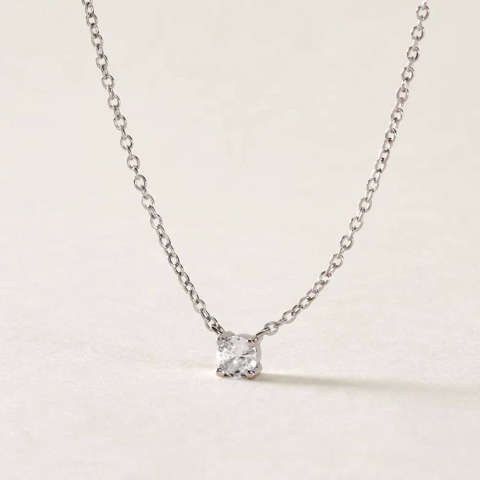 Collier Court Argent Blanc Lylwenn Oxyde De Zirconium