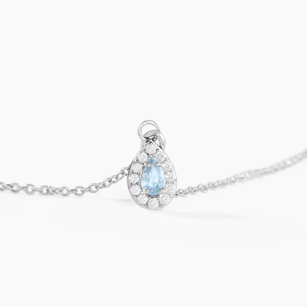 Collier Court Argent Blanc Tania Oxyde De Zirconium