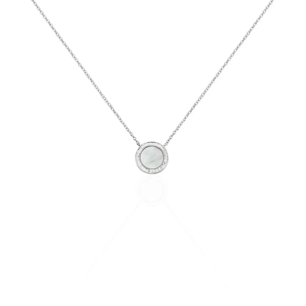 Collier Court Argent Blanc Nawala Oxyde De Zirconium