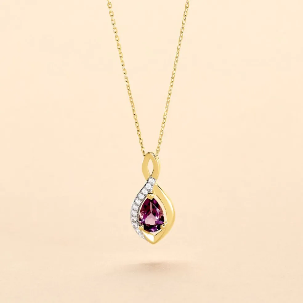 Collier Dalil Or Jaune Amethyste Oxyde
