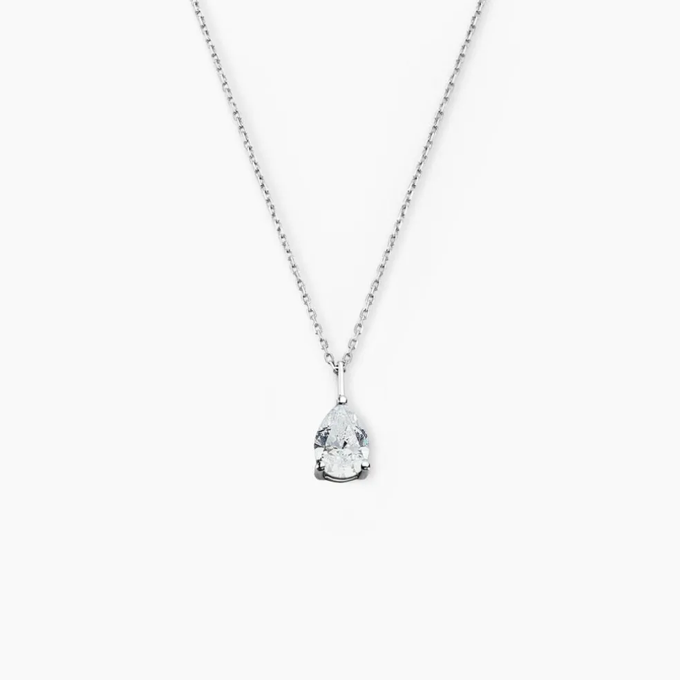 Collier Goutte Or Blanc Oxyde De Zirconium