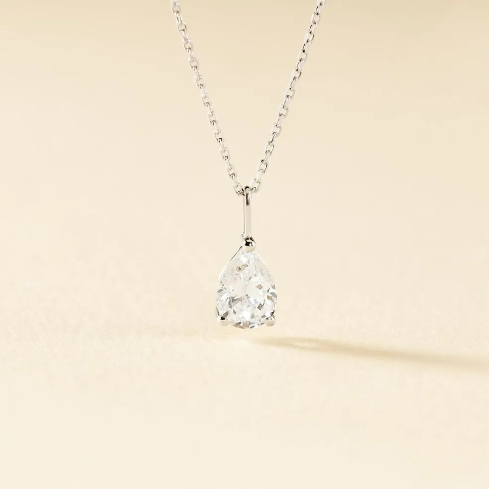 Collier Goutte Or Blanc Oxyde De Zirconium