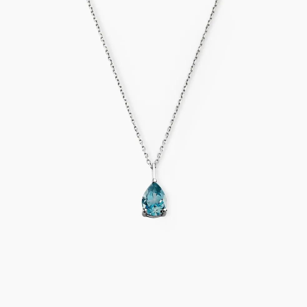 Collier Goutte Or Blanc Topaze