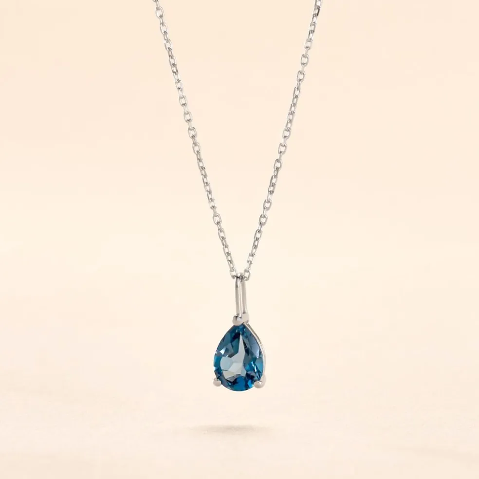 Collier Goutte Or Blanc Topaze