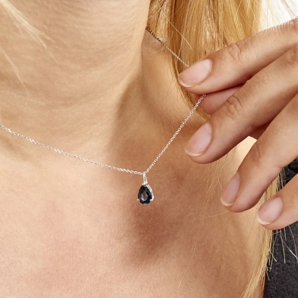 Collier Goutte Or Blanc Topaze