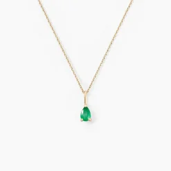 Collier Goutte Or Jaune Emeraude