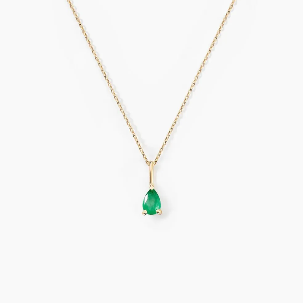 Collier Goutte Or Jaune Emeraude