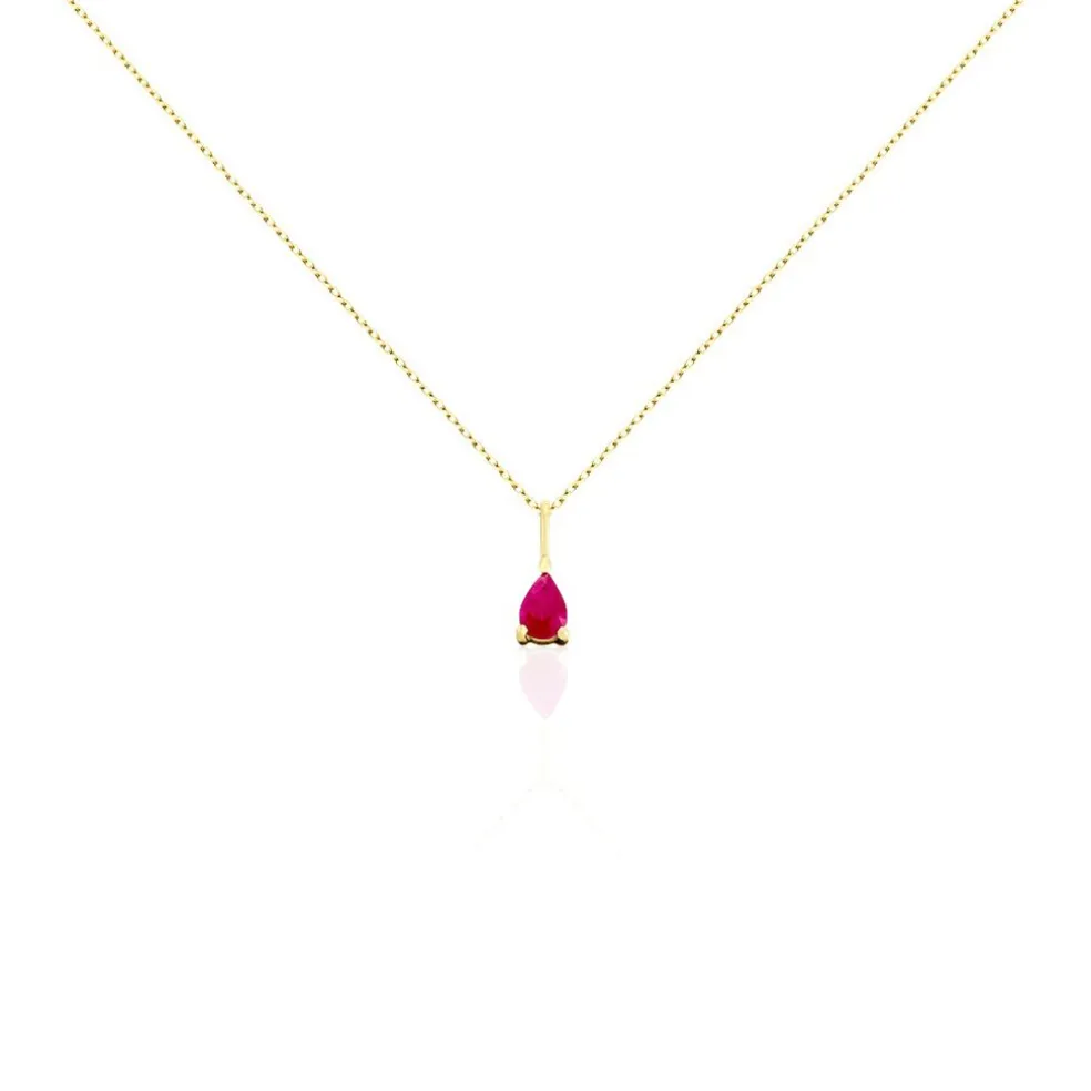 Collier Goutte Or Jaune Rubis