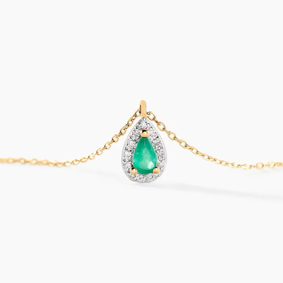 Collier Juliettina Or Jaune Emeraude Diamant