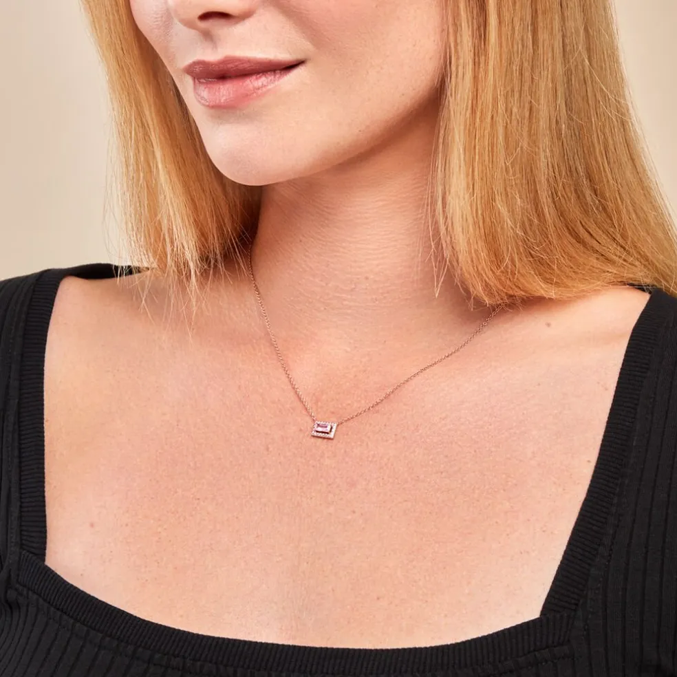 Collier Laurine Argent Rose Oxyde De Zirconium