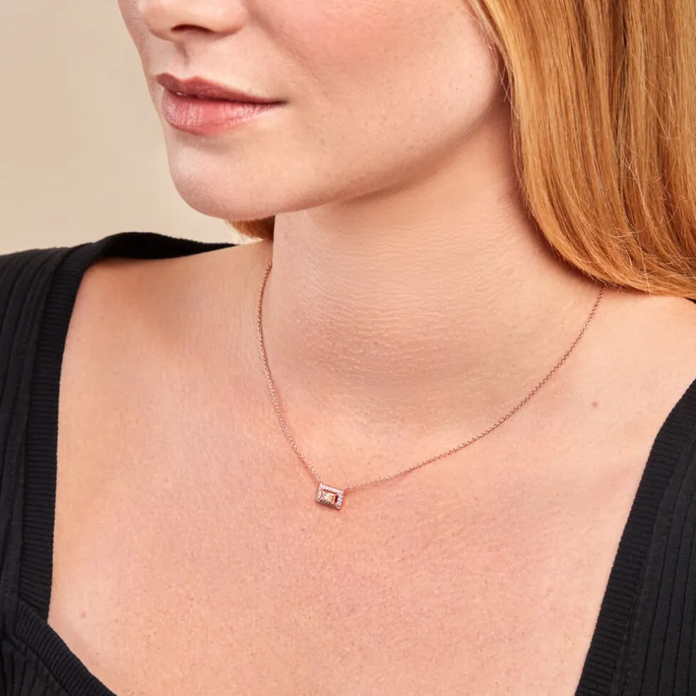 Collier Laurine Argent Rose Oxyde De Zirconium