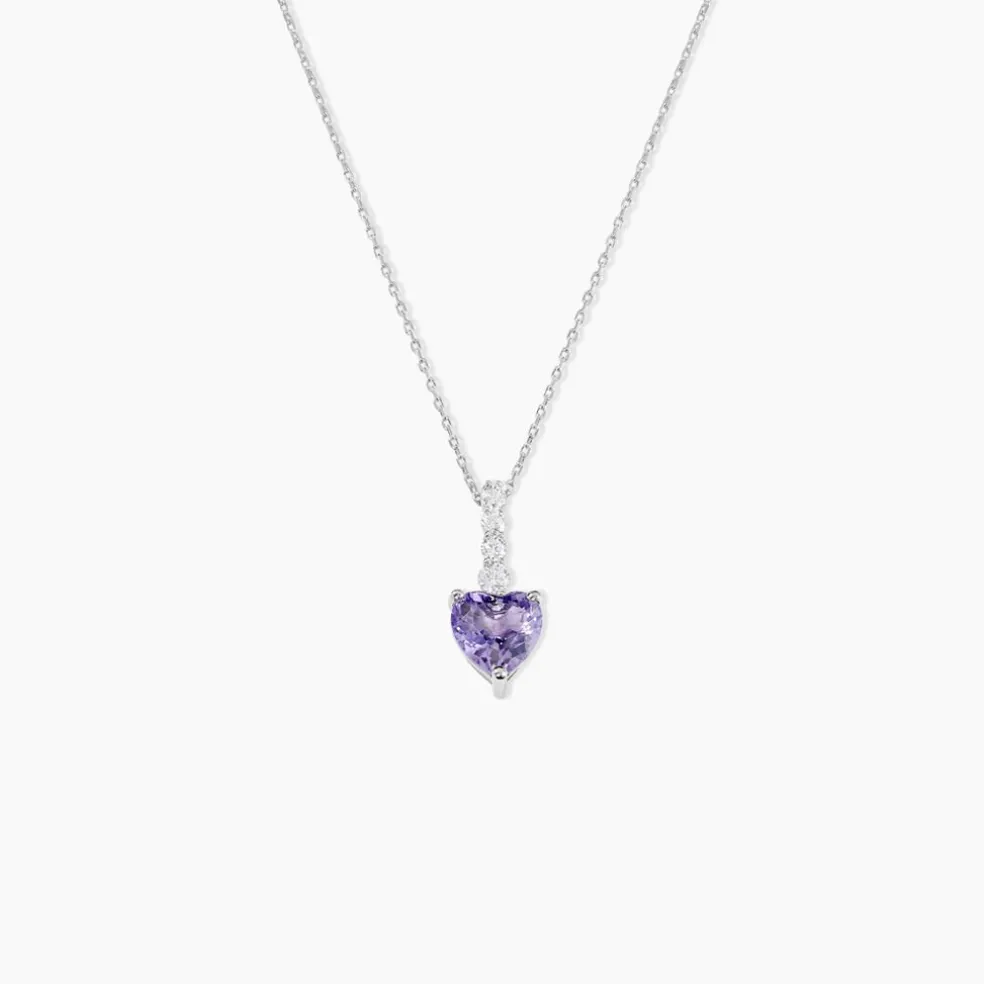 Collier Or Blanc Fany Améthyste Oxydes De Zirconium
