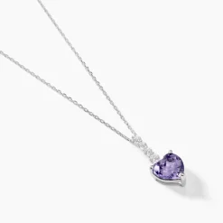 Collier Or Blanc Fany Améthyste Oxydes De Zirconium