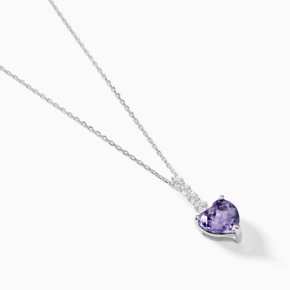Collier Or Blanc Fany Améthyste Oxydes De Zirconium