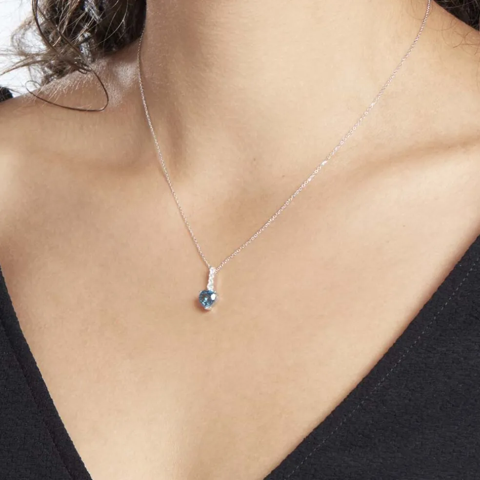 Collier Or Blanc Fany Topaze Oxydes De Zirconium