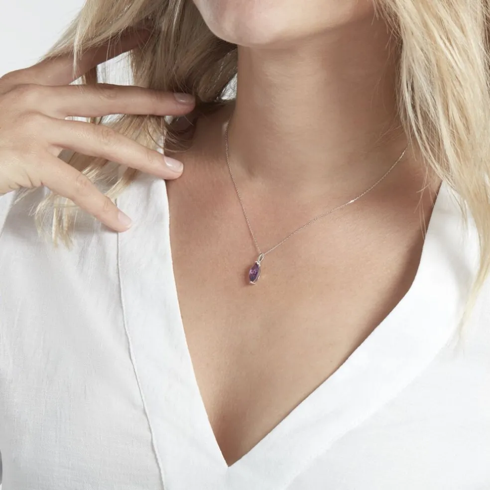 Collier Or Blanc Raquel Améthyste