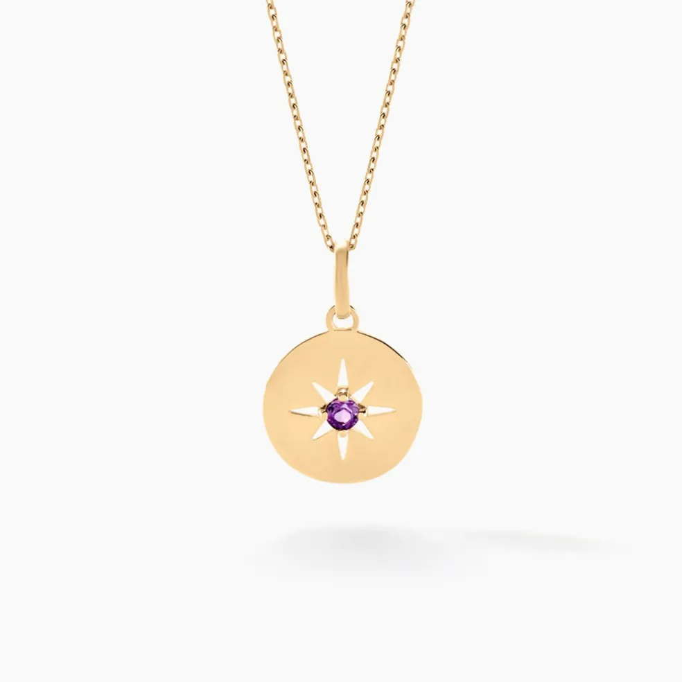 Collier Or Jaune Evening Star Amethyste