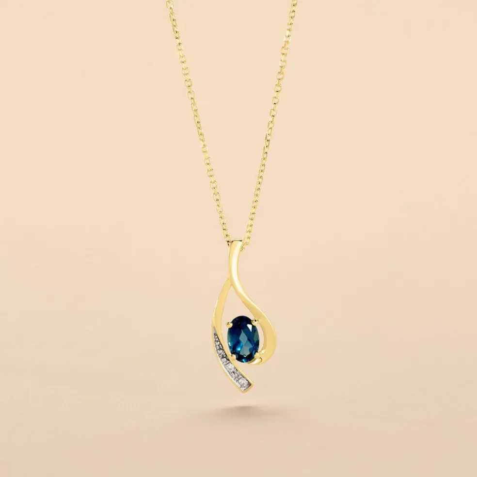 Collier Or Jaune Sagesse Topaze Oxydes De Zirconium