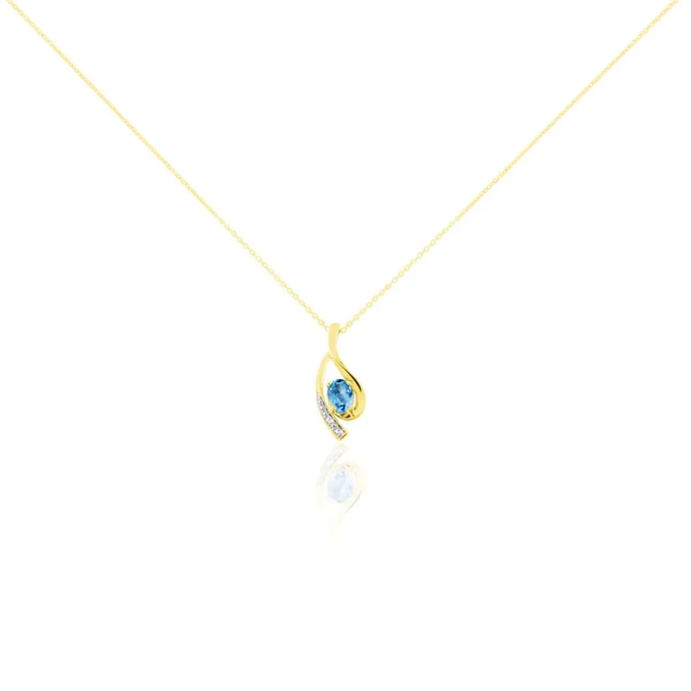 Collier Or Jaune Sagesse Topaze Oxydes De Zirconium