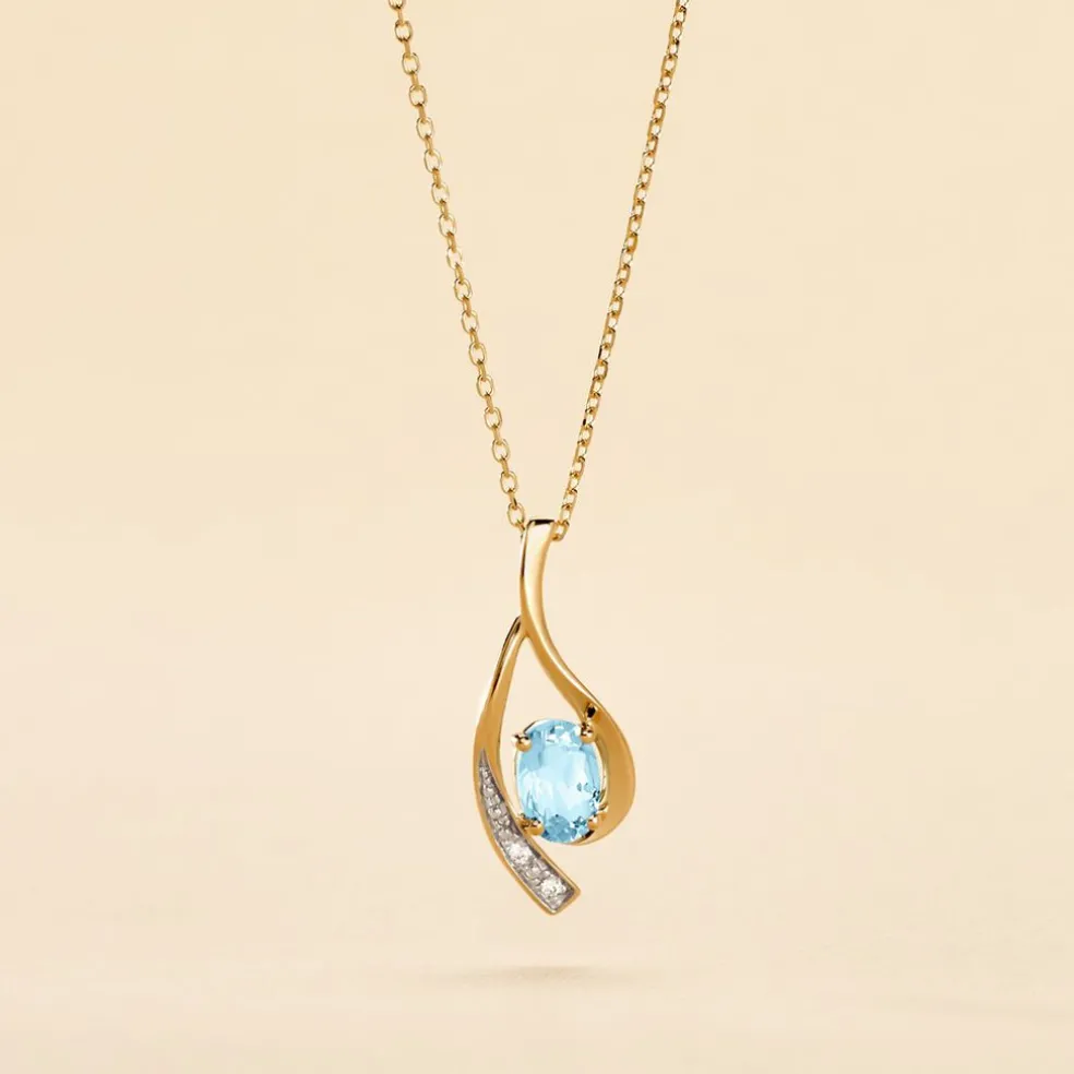 Collier Or Jaune Sagesse Topaze Oxydes De Zirconium