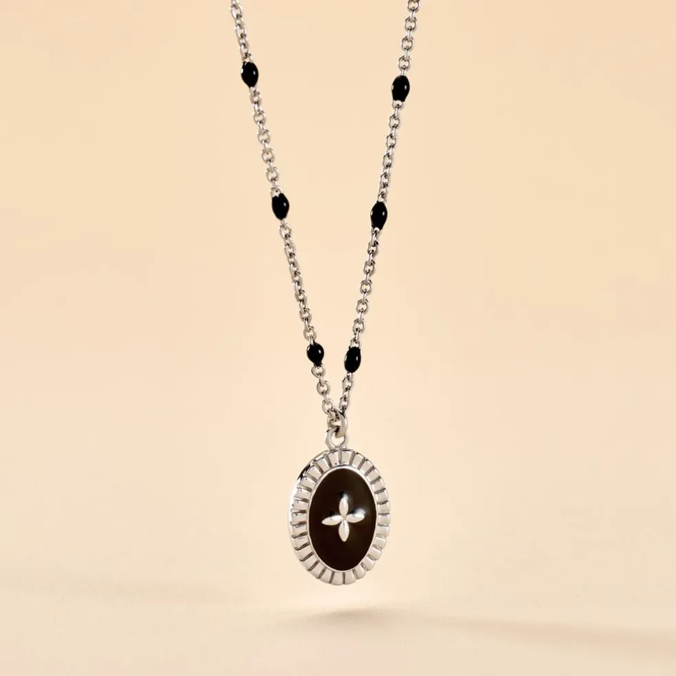 Collier Polka Argent Blanc